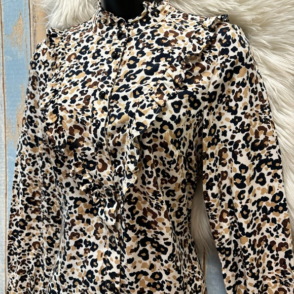 Anthro Maeve Katia Ruffled Long sleeve Button Down Size 0 - Picture 10 of 11